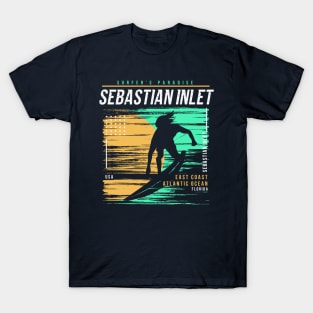 Retro Surfing Sebastian Inlet, Florida // Vintage Surfer Beach // Surfer's Paradise T-Shirt